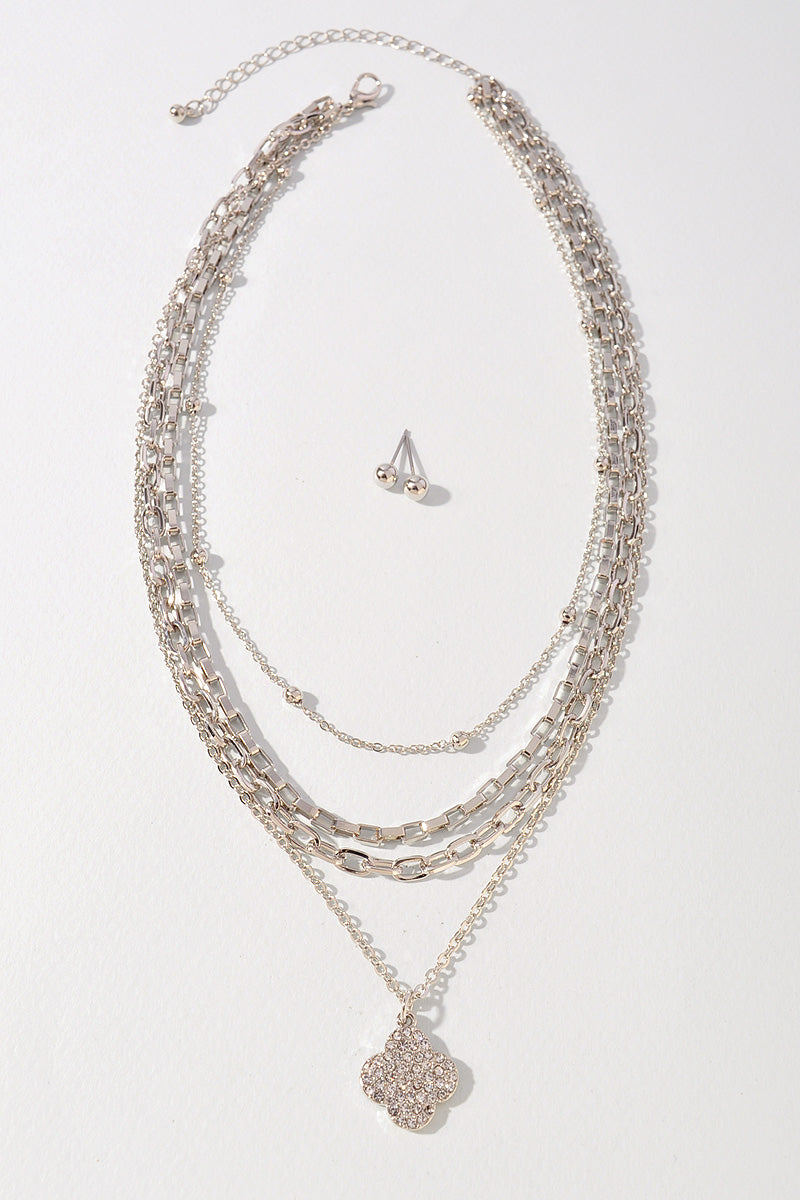 Flower Pendant Chains Necklace Set