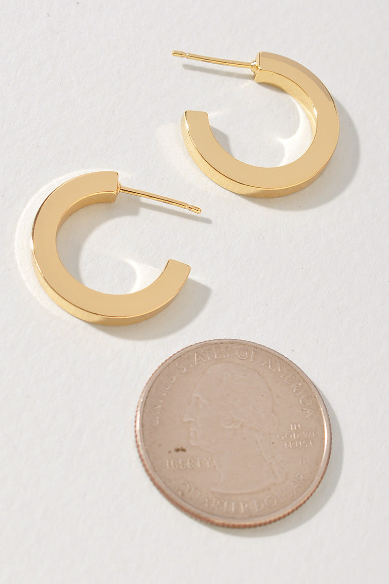 GOLD/WHITE GOLD DIPPED POST HOOP EARRINGS