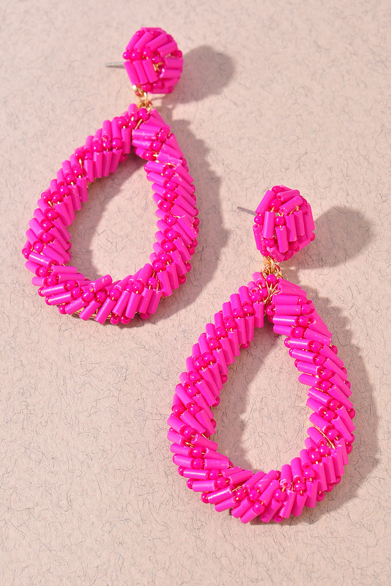 TEARDROP BEADED DANGLE EARRINGS