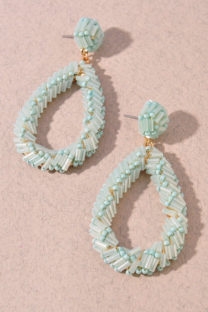 TEARDROP BEADED DANGLE EARRINGS