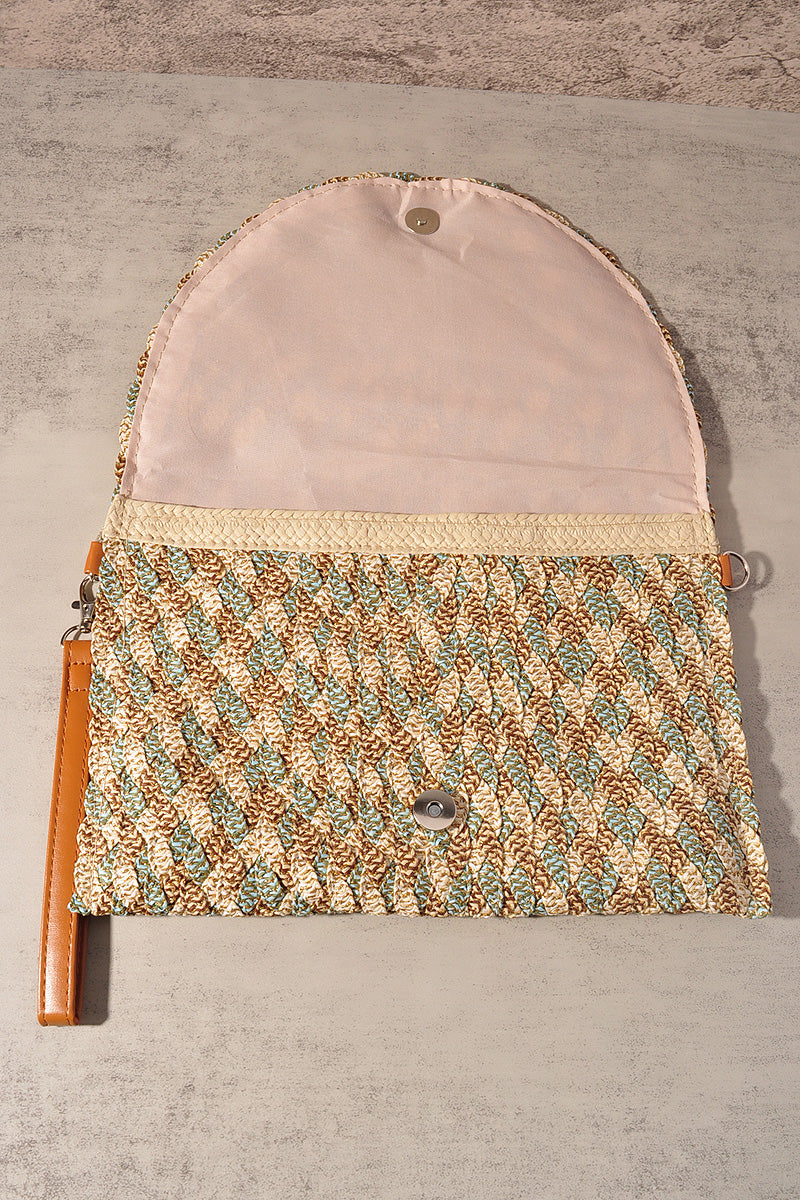LUREX MIXED MULTI COLORED STRAW CLUTCH & CROSSBODY