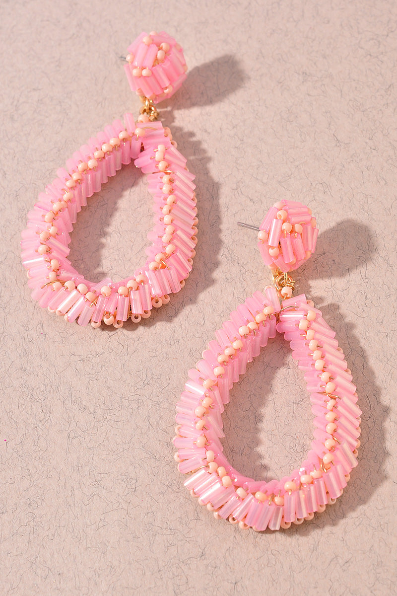 TEARDROP BEADED DANGLE EARRINGS