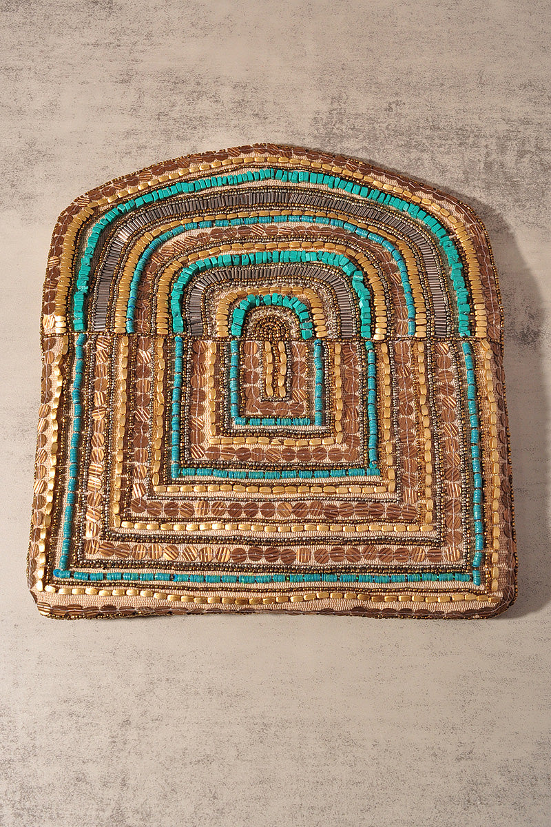FASHION PATTERN BEAD DESIGN CLUTCH BAG