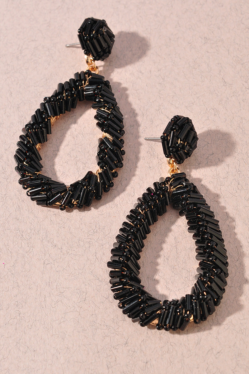 TEARDROP BEADED DANGLE EARRINGS