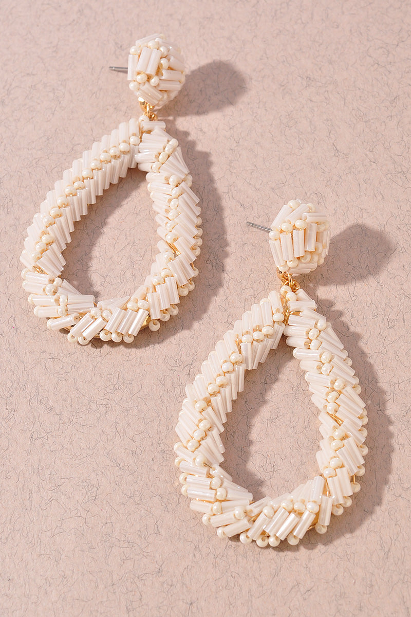 TEARDROP BEADED DANGLE EARRINGS