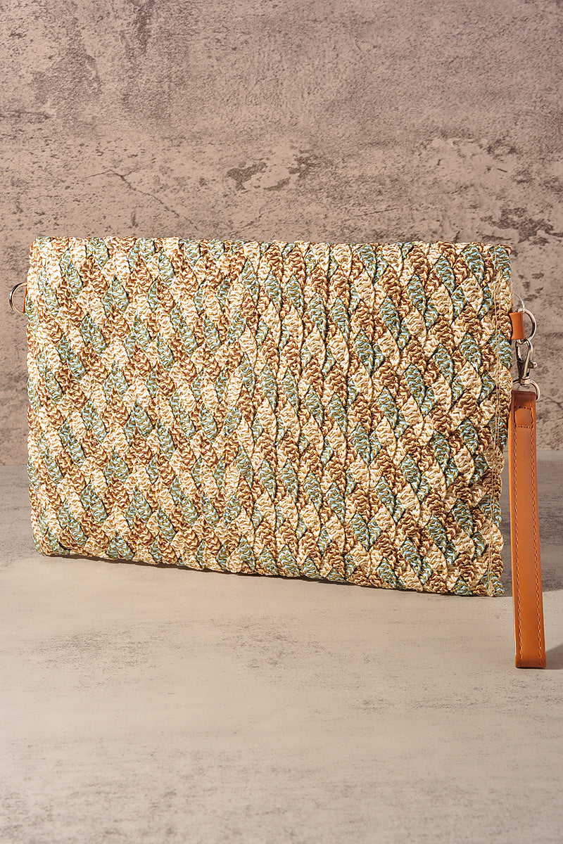 LUREX MIXED MULTI COLORED STRAW CLUTCH & CROSSBODY