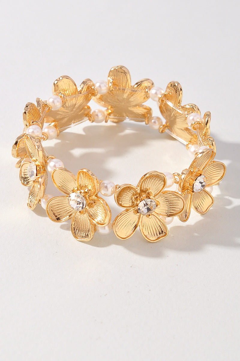 Metallic Flower Elastic Bracelet