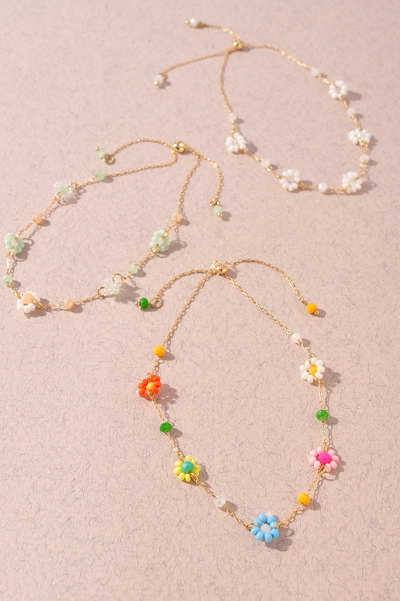 FLOWER BEADED SLIDE BRACELET