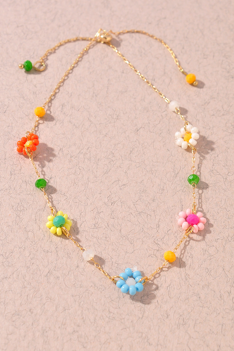 FLOWER BEADED SLIDE BRACELET