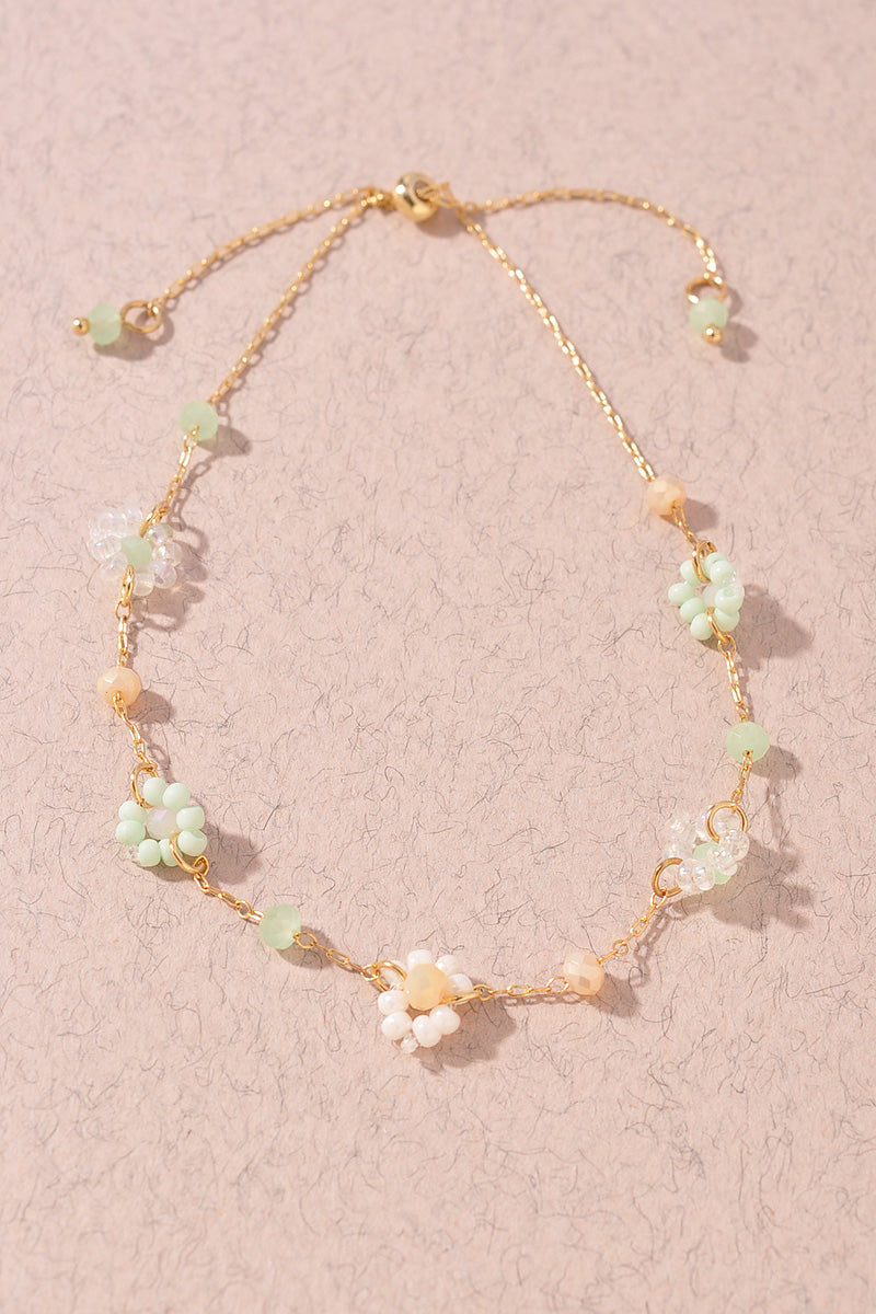 FLOWER BEADED SLIDE BRACELET