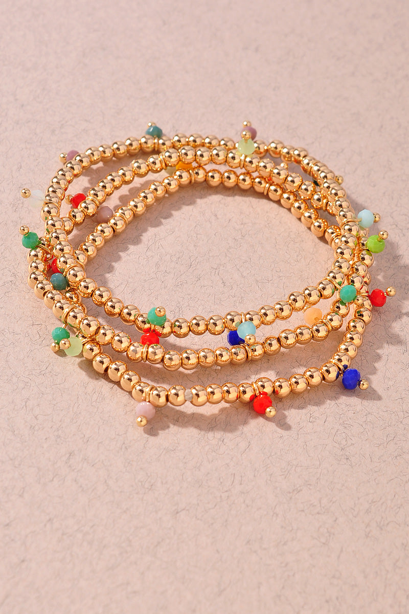 METAL COLOR BEAD STRETCH BRACELET