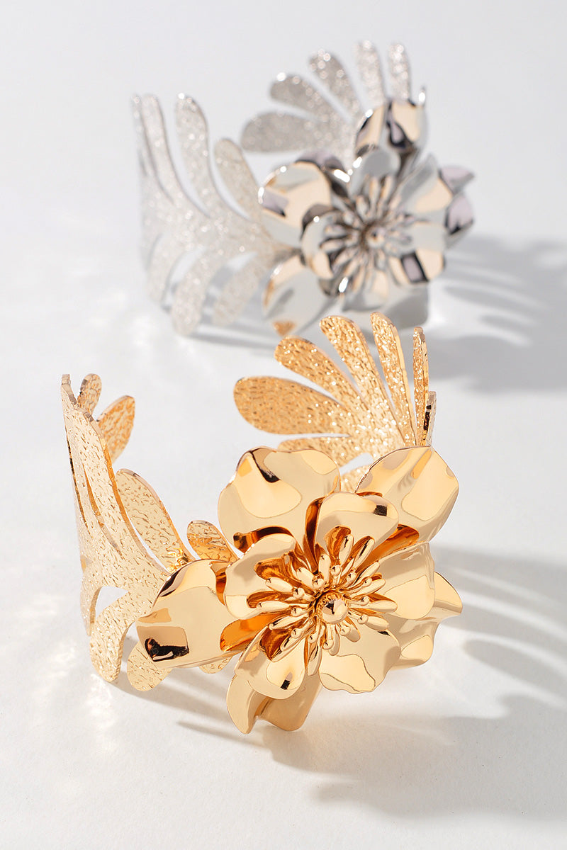 Metallic Flower Cuff Bracelet