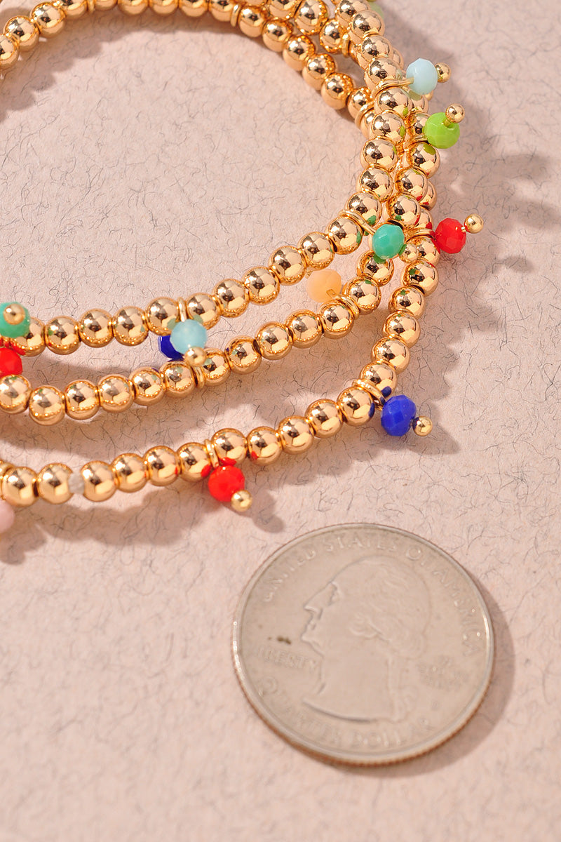 METAL COLOR BEAD STRETCH BRACELET