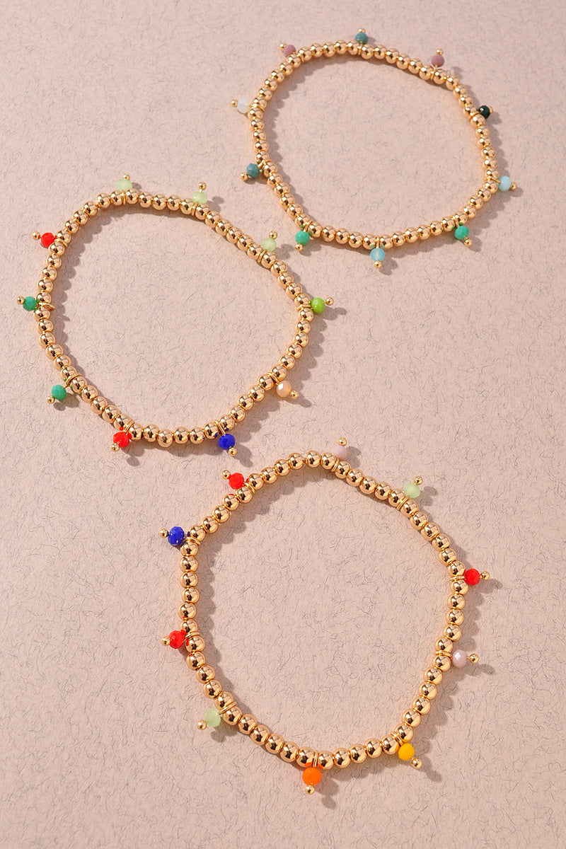 METAL COLOR BEAD STRETCH BRACELET