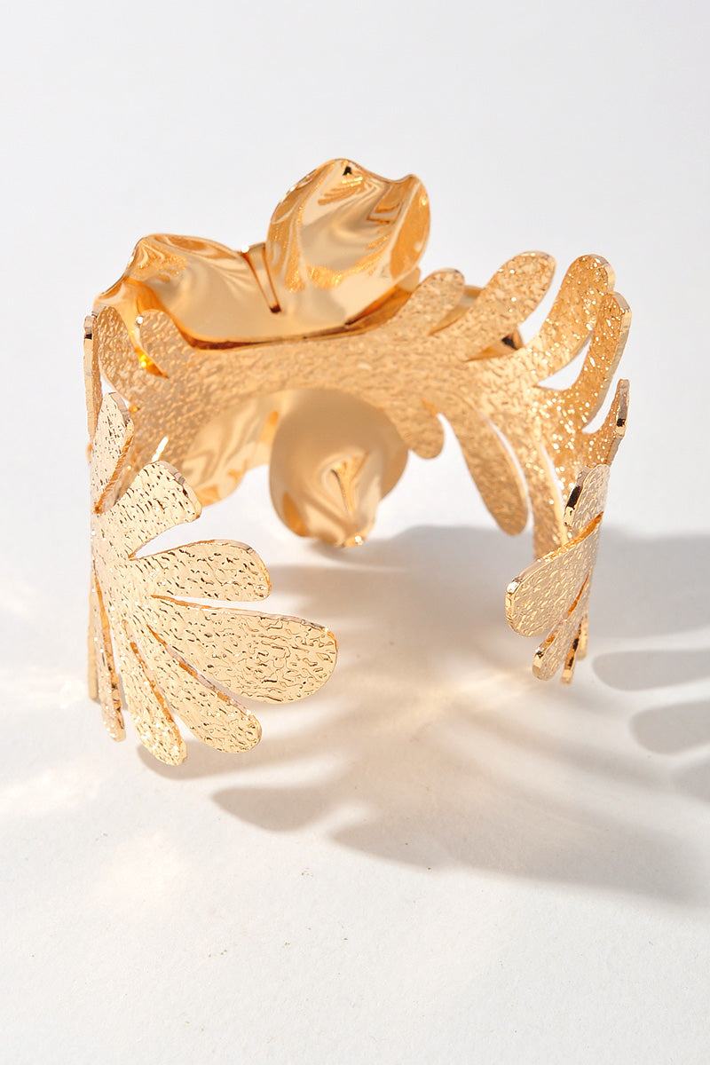 Metallic Flower Cuff Bracelet