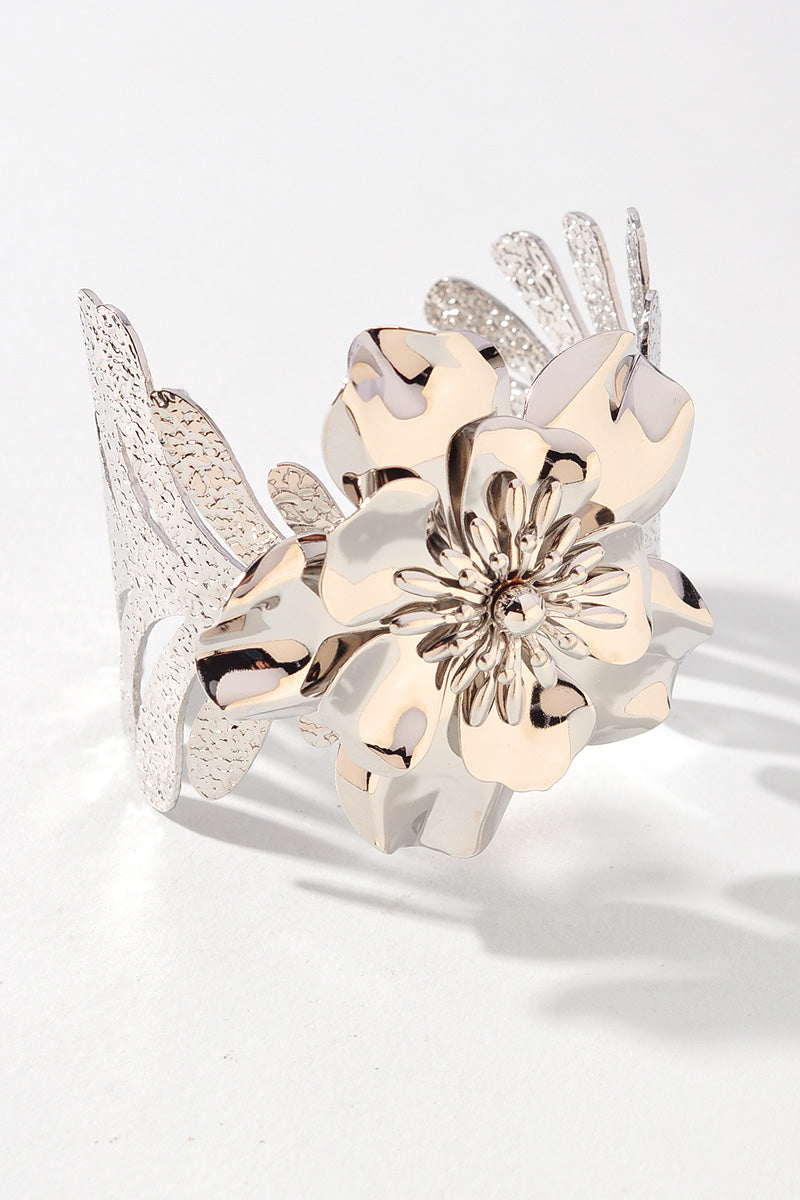 Metallic Flower Cuff Bracelet