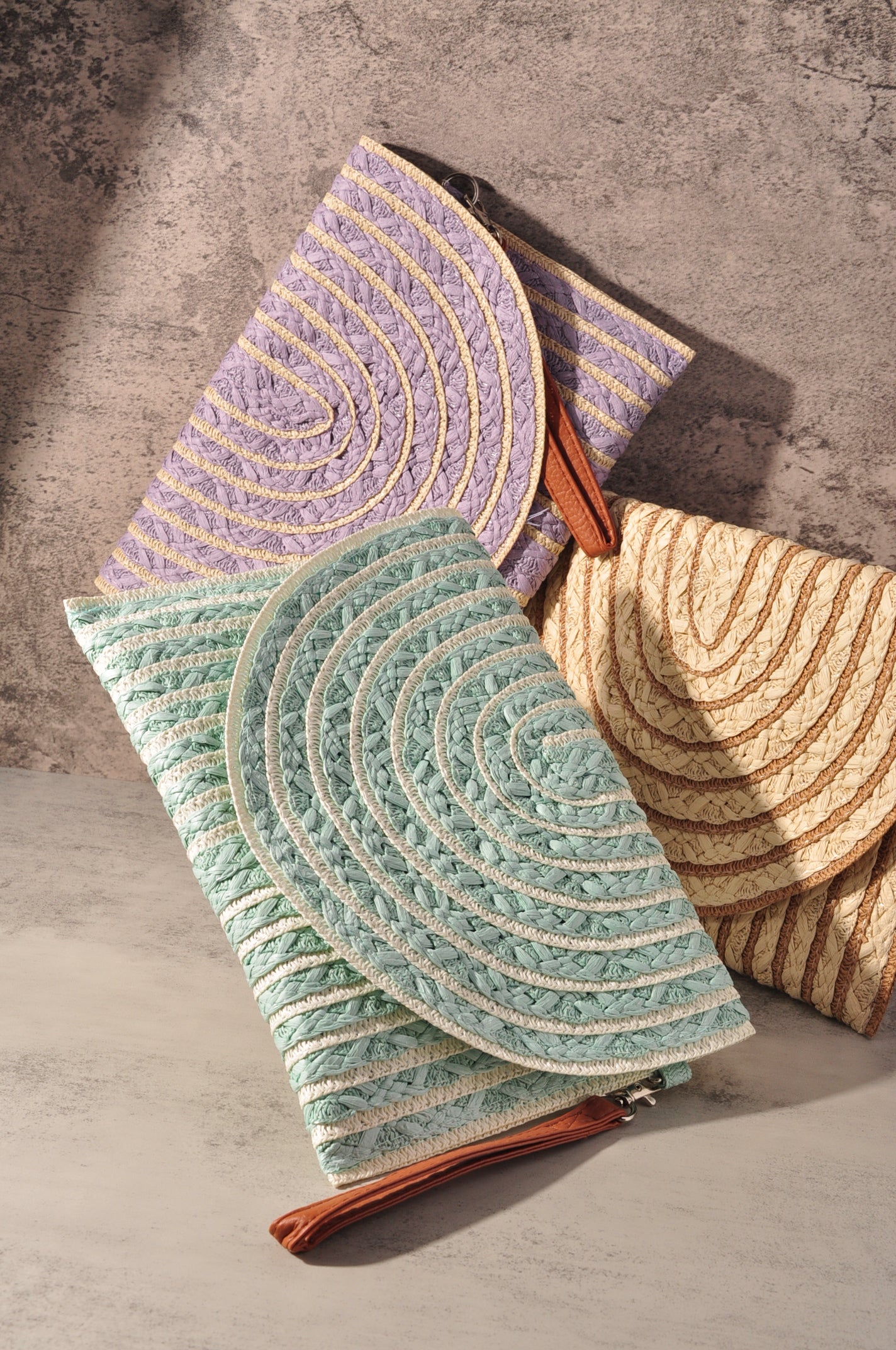 COLOR STRIPED TWO TONE CLUTCH & CROSSBODY BAG