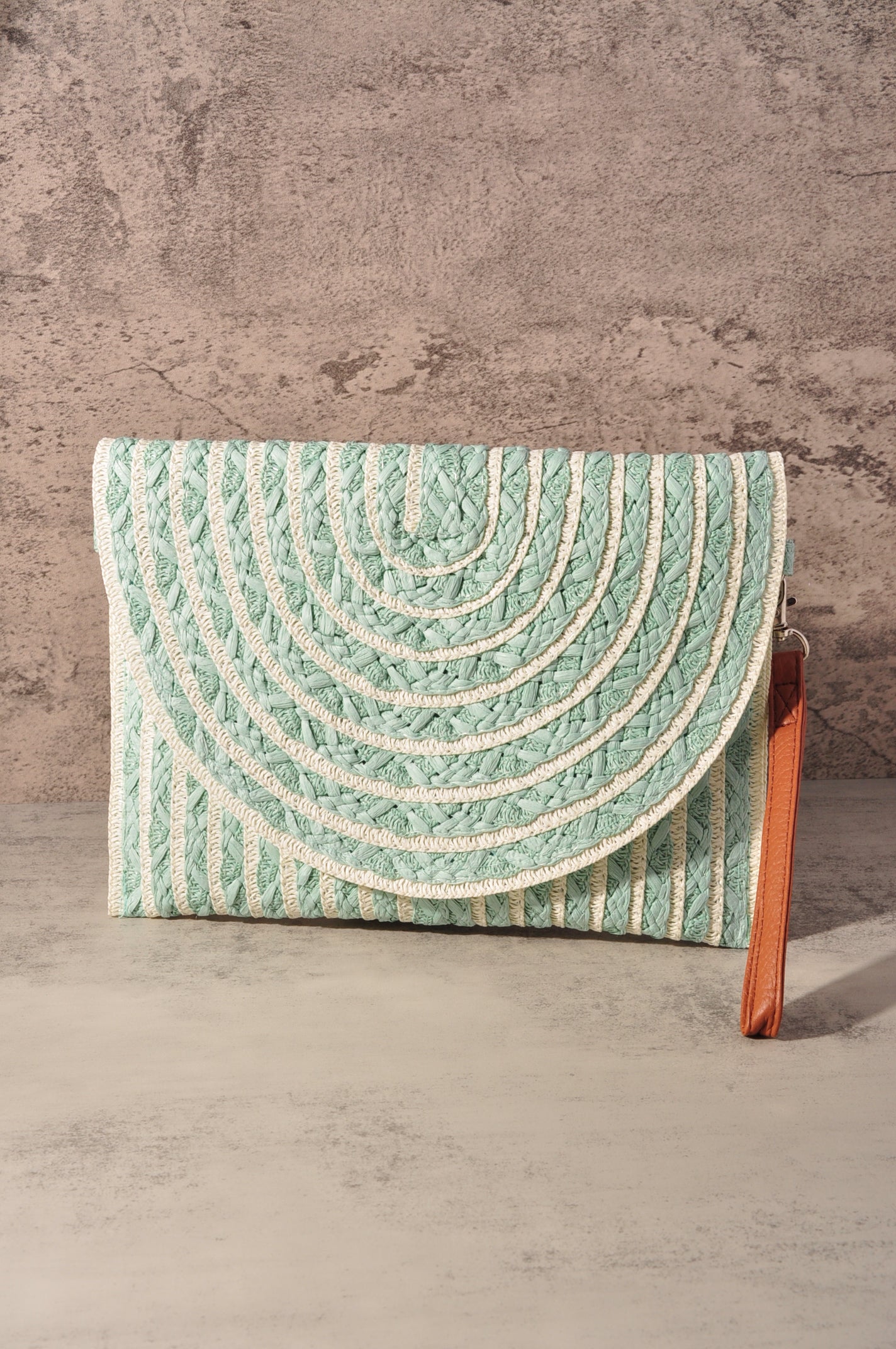 COLOR STRIPED TWO TONE CLUTCH & CROSSBODY BAG