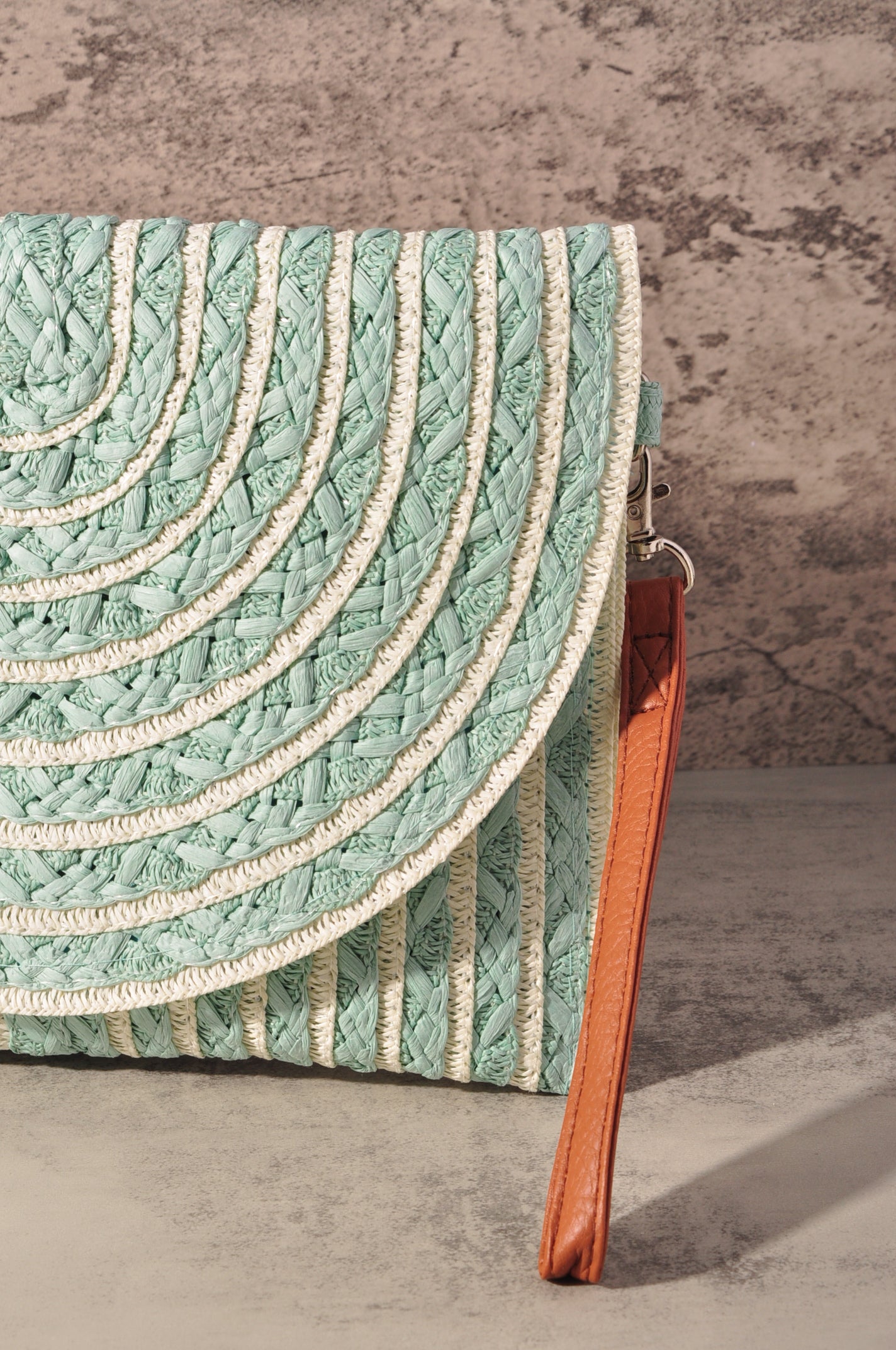 COLOR STRIPED TWO TONE CLUTCH & CROSSBODY BAG