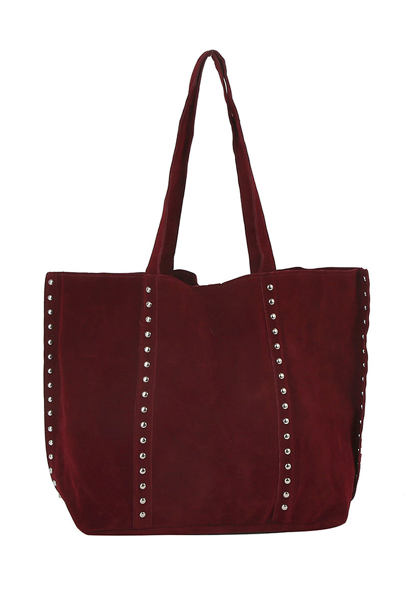 Studded Velvet Tote Bag