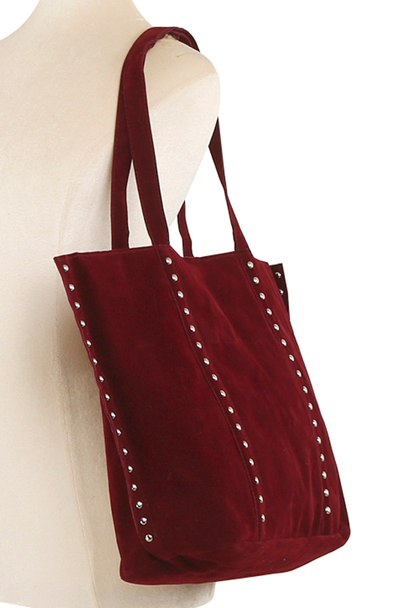 Studded Velvet Tote Bag