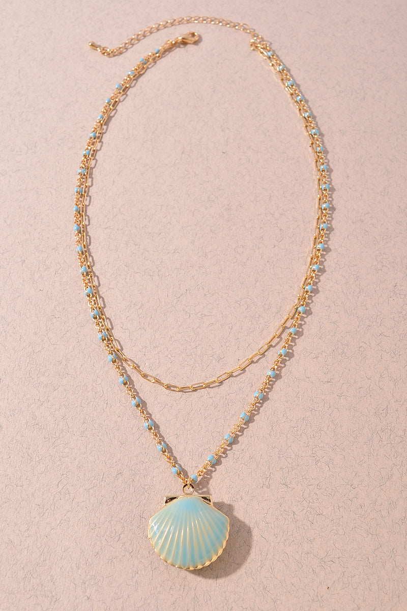 SEASHELL LOCKET BEADED LAYERED NECKLACE