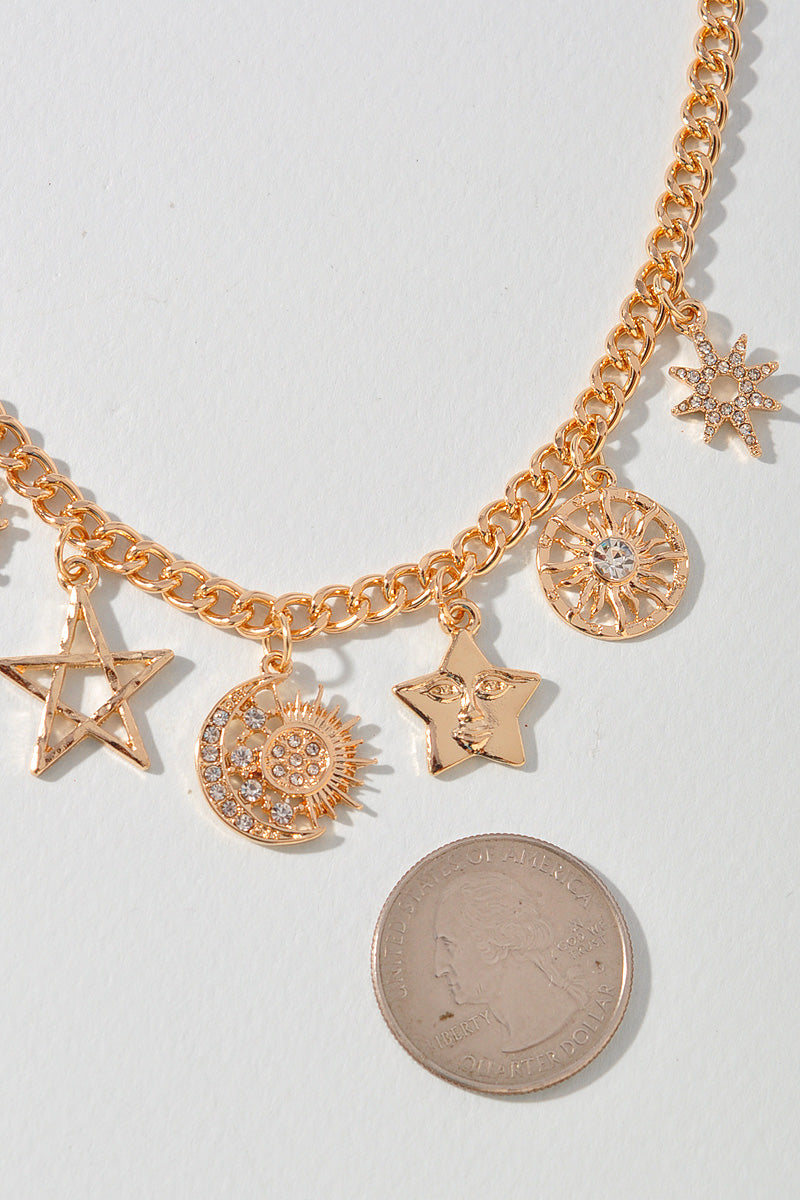 STAR SUN CHARM METAL NECKLACE