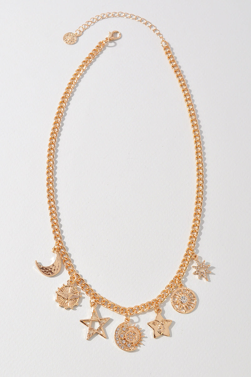 STAR SUN CHARM METAL NECKLACE